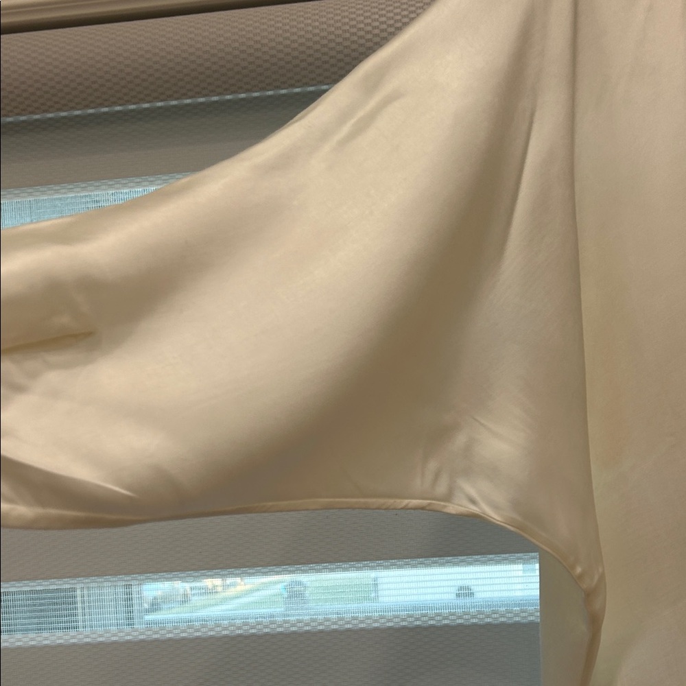 Equipment Cream Satin Button-Front Blouse Made in France - Picture 8 of 9
